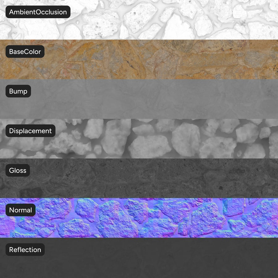 Mortared Rubble Stone Wall Texture, Earthy Ochre