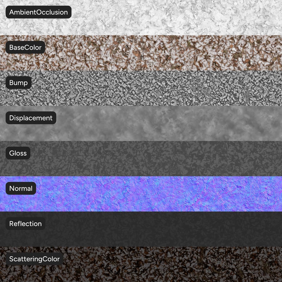 Textura de folhas na neve