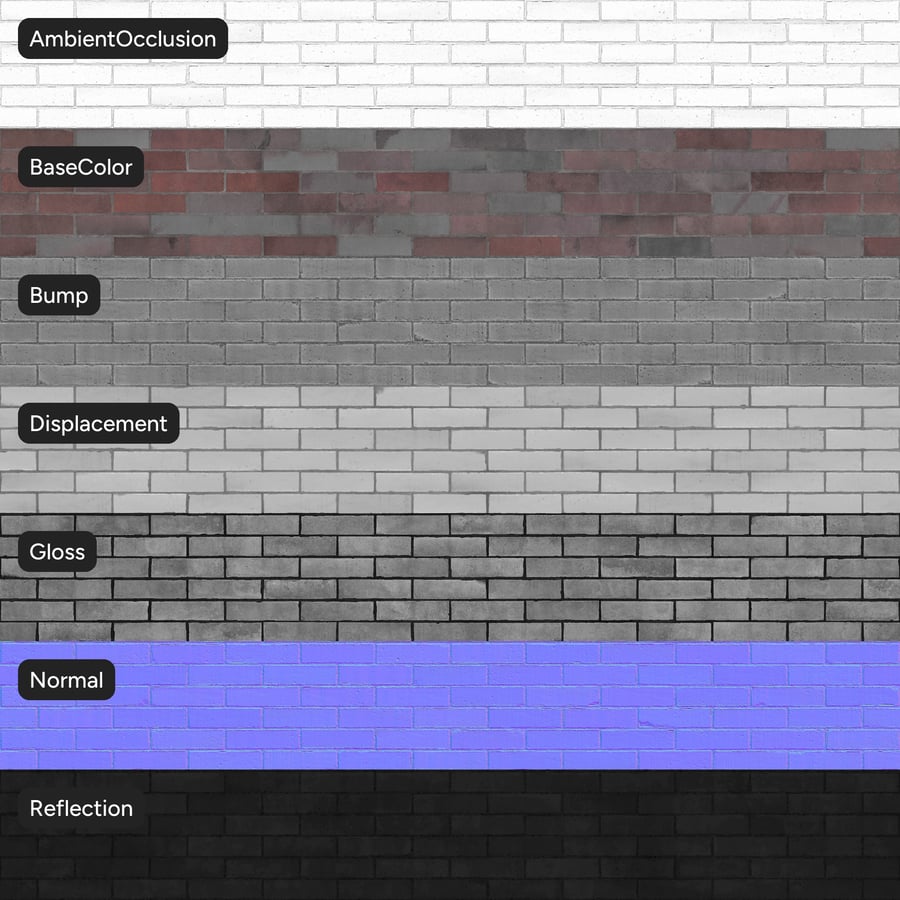 Dragfaced Running Bond Brick Wall Texture, Multicolored