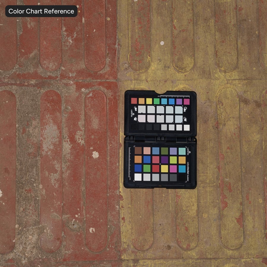 Textura de pavimentação de concreto para piso, listrada em vermelho e amarelo