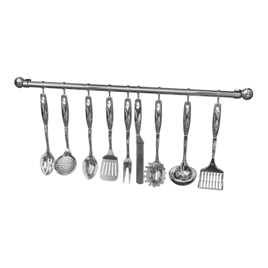 Nine Stainless Steel Hanging Utensils Models