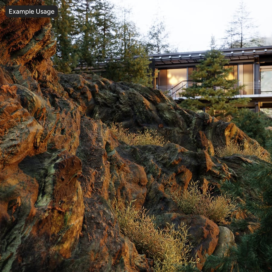 Texture de falaise rocheuse dans une forêt moussue