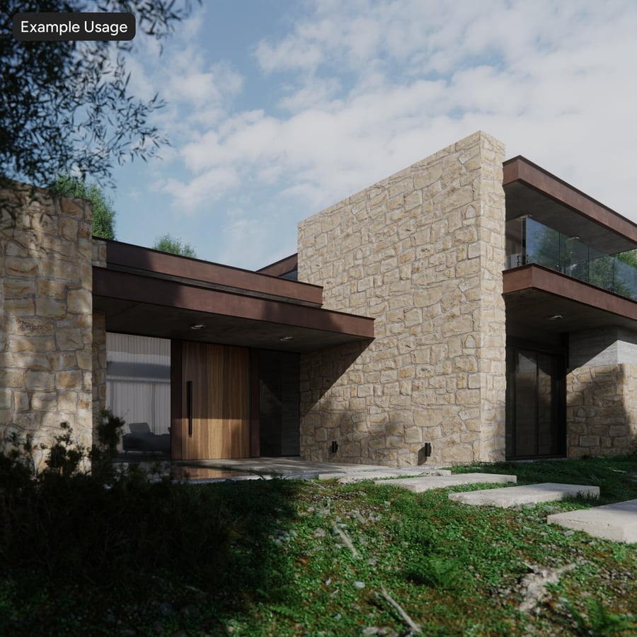 Kết cấu tường đá vụn ố màu, màu vàng