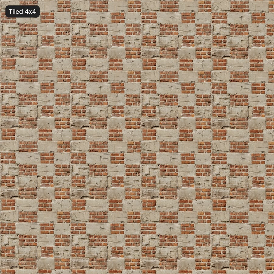 Worn Brick and Concrete Checkerboard Wall Texture