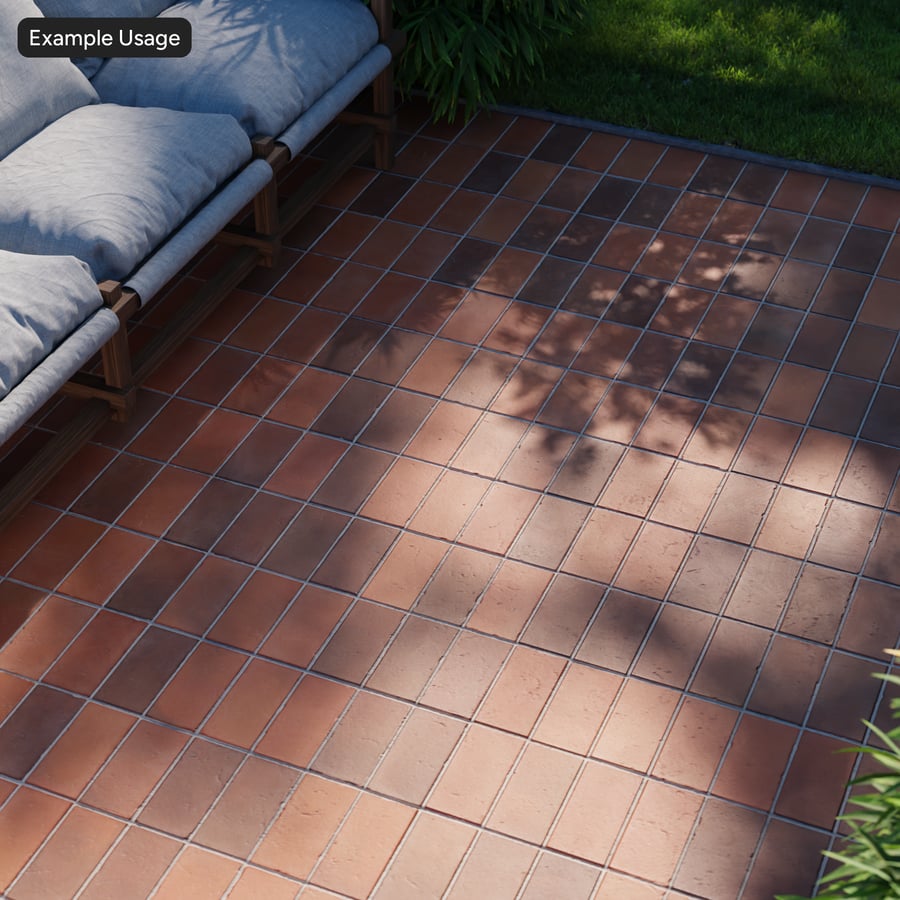 Textura de azulejo retangular em terracota mate, laranja escuro