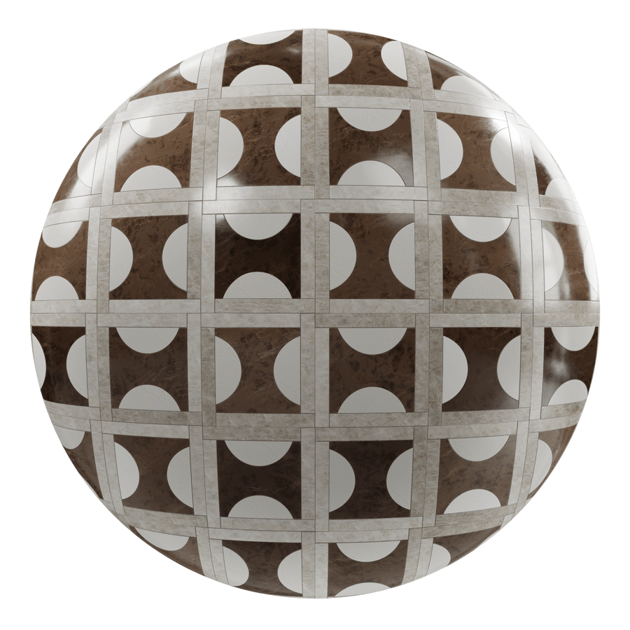 Semi Circles Geometric Square Tiles, Beige