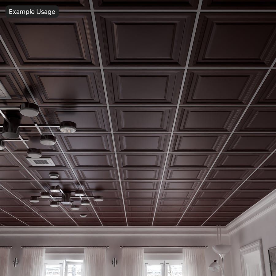 Embossed Vinyl Tile with Grid Ceiling Texture, Red and White