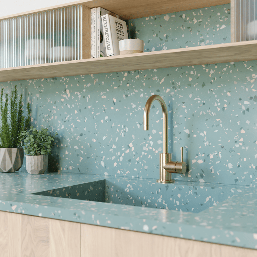 Speckled Reef Terrazzo Texture, Blue