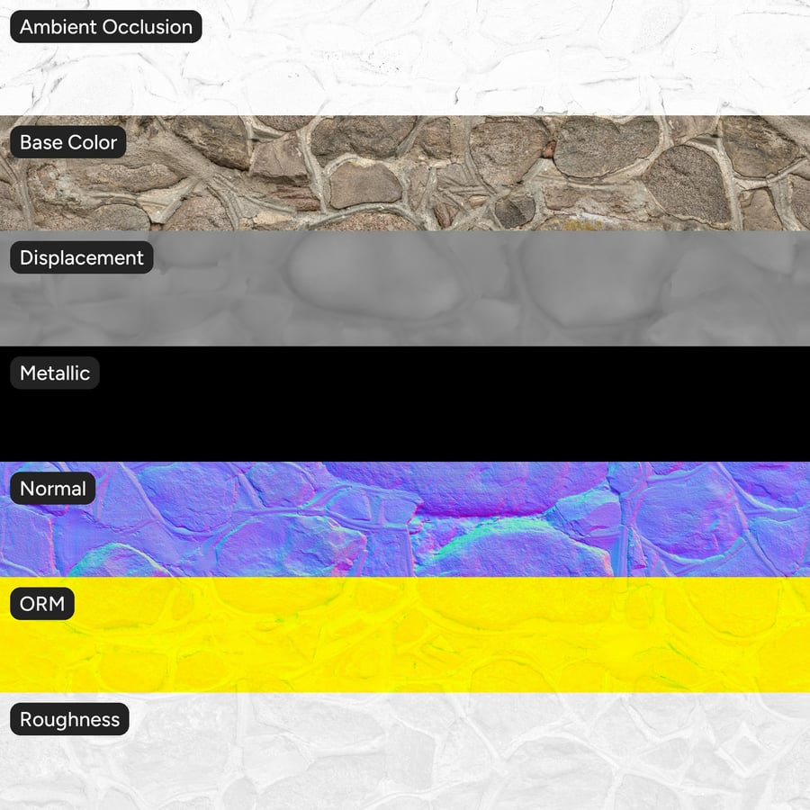 Lichen Covered Rubble Stone Wall Texture