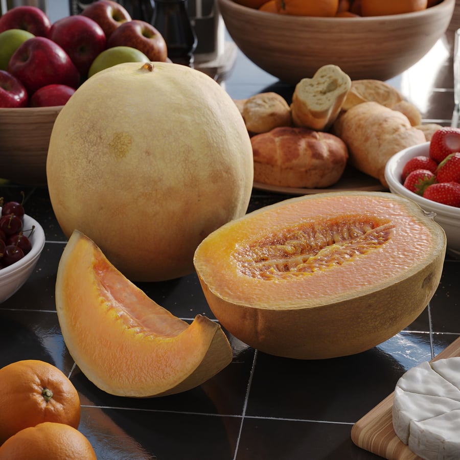 Modelos de melão cantaloupe