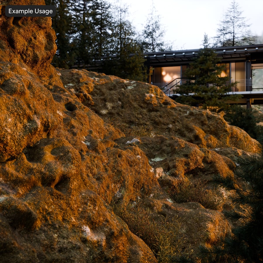 Textura de roca cubierta de musgo liquen, amarilla