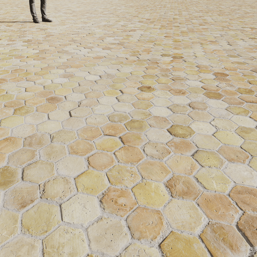 Hexagonal Terracotta Tile Texture, Yellow