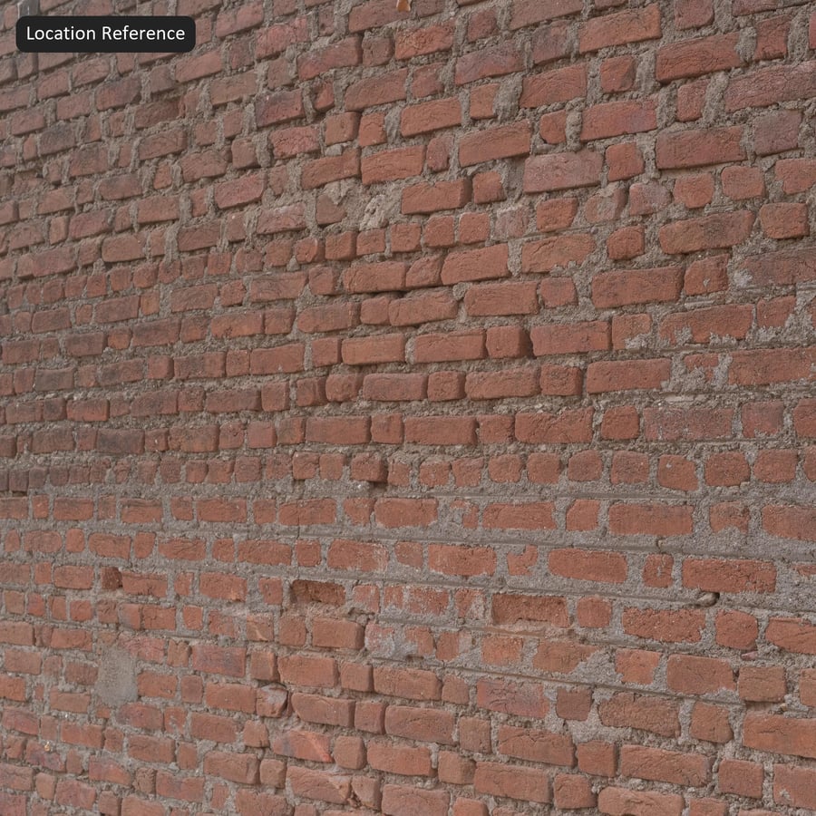 Old Running Bond Brick Wall Texture, Red