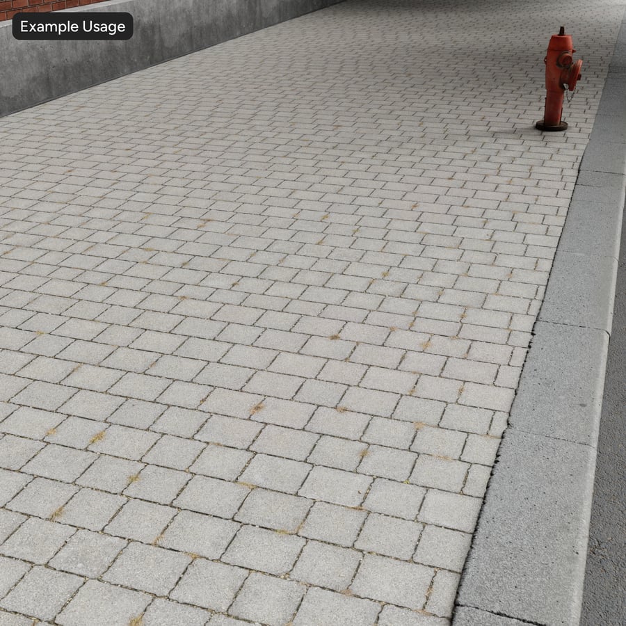 Weeds on Running Stone Paver Texture, Grey