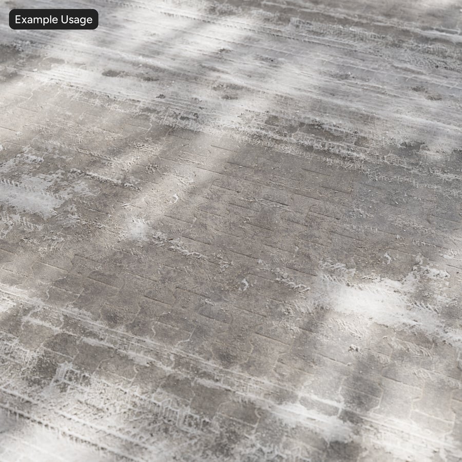 Tire Marks on Snowy Paver Texture