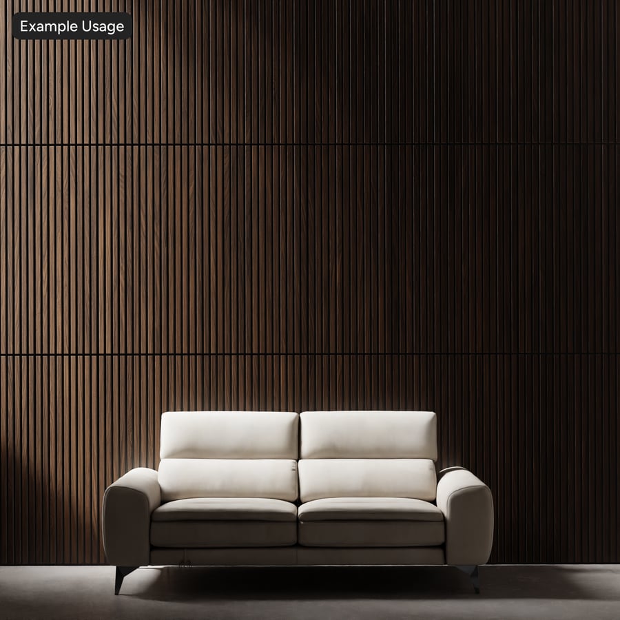 Veneer Wood Slat Panel Wall Texture, Dark Walnut