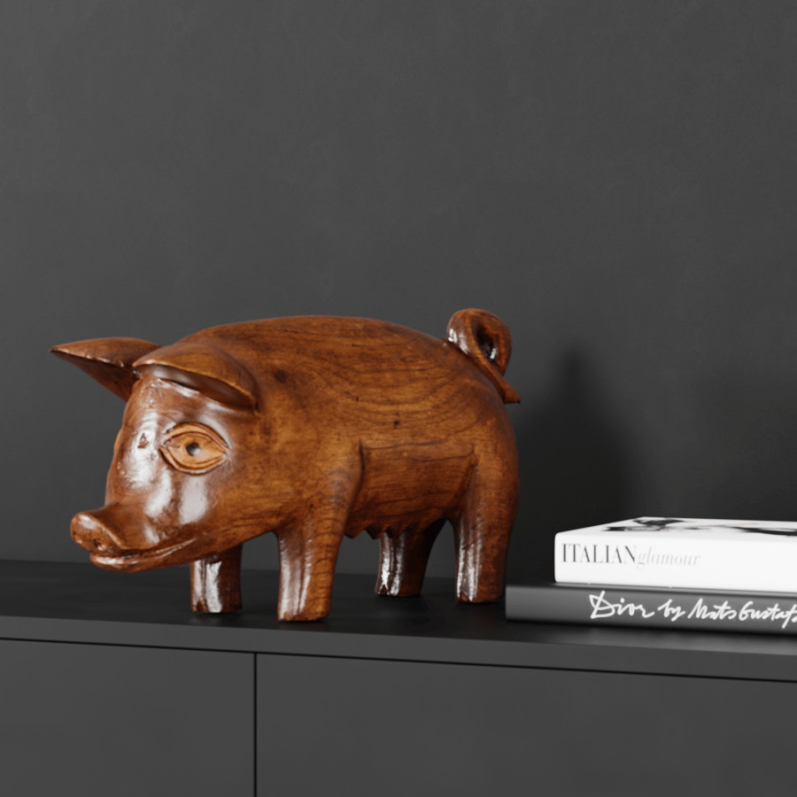 Wooden Pig Statue Model