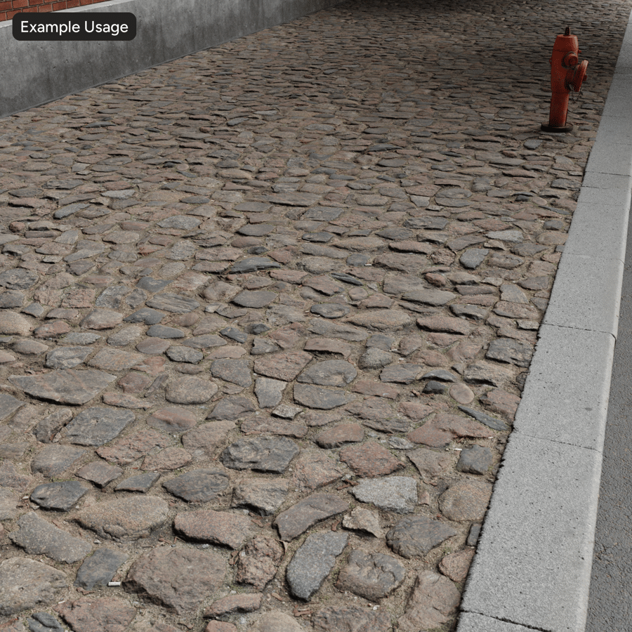 Worn Cobblestone with Weeds Texture