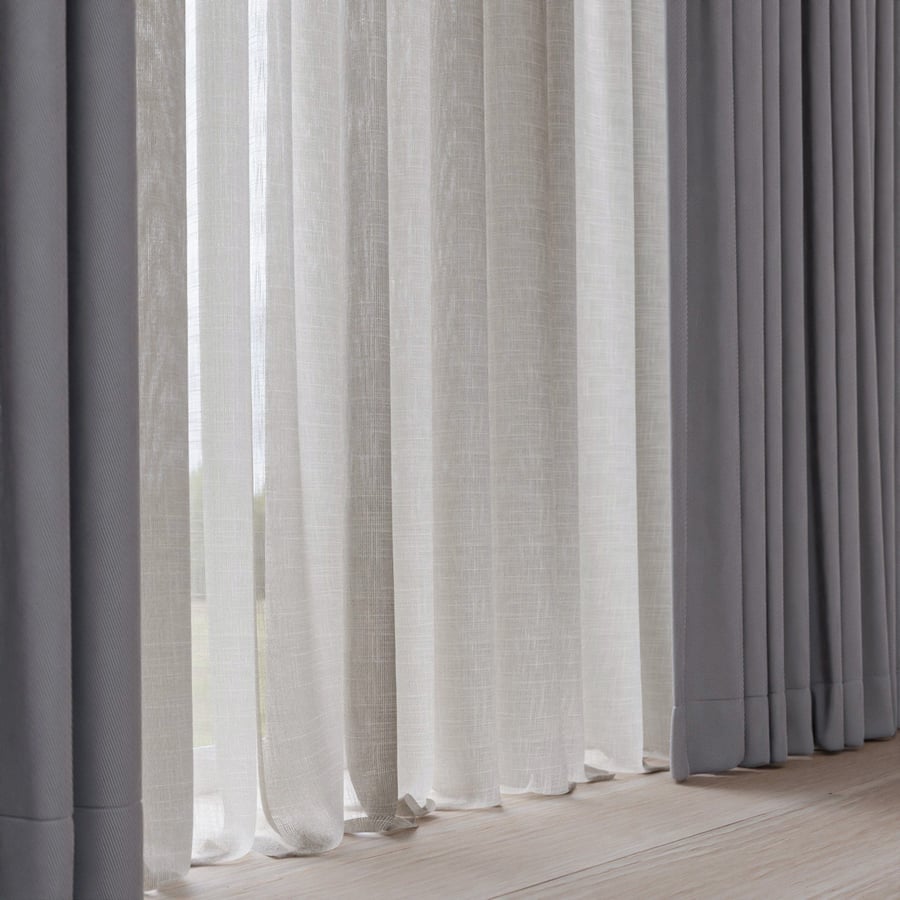 Thick Plain Sheer Drapery Fabric Texture, White