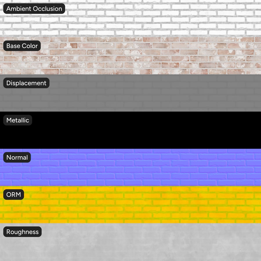 Whitewashed Reclaimed Running Bond Brick Wall Texture