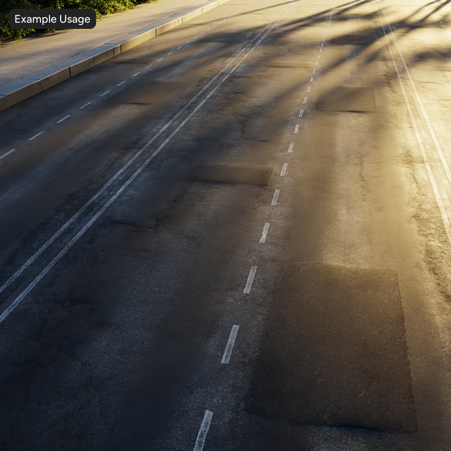 Textura de asfalto de estrada de duas faixas moderadamente desgastada, cinza