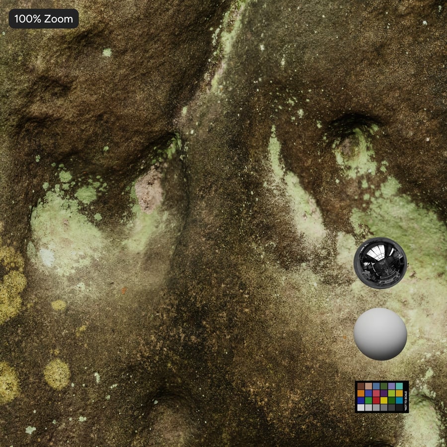 Roccia scoscesa ricoperta di muschio liscio, marrone