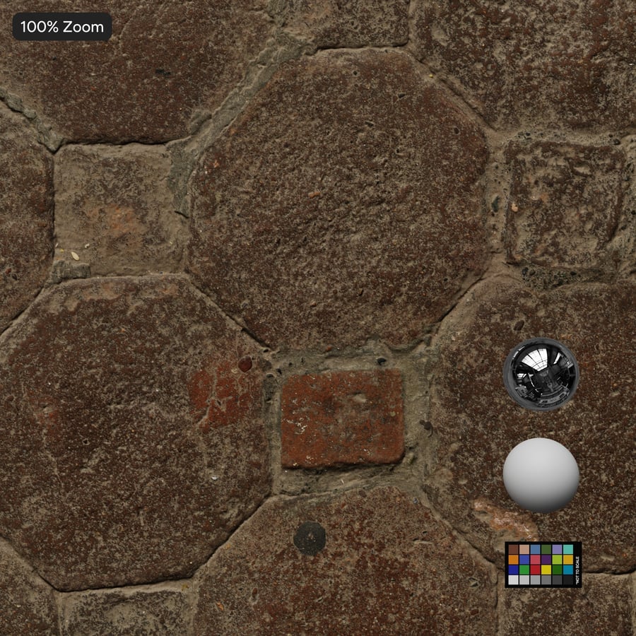 Worn Octagonal Terracotta Tile Texture