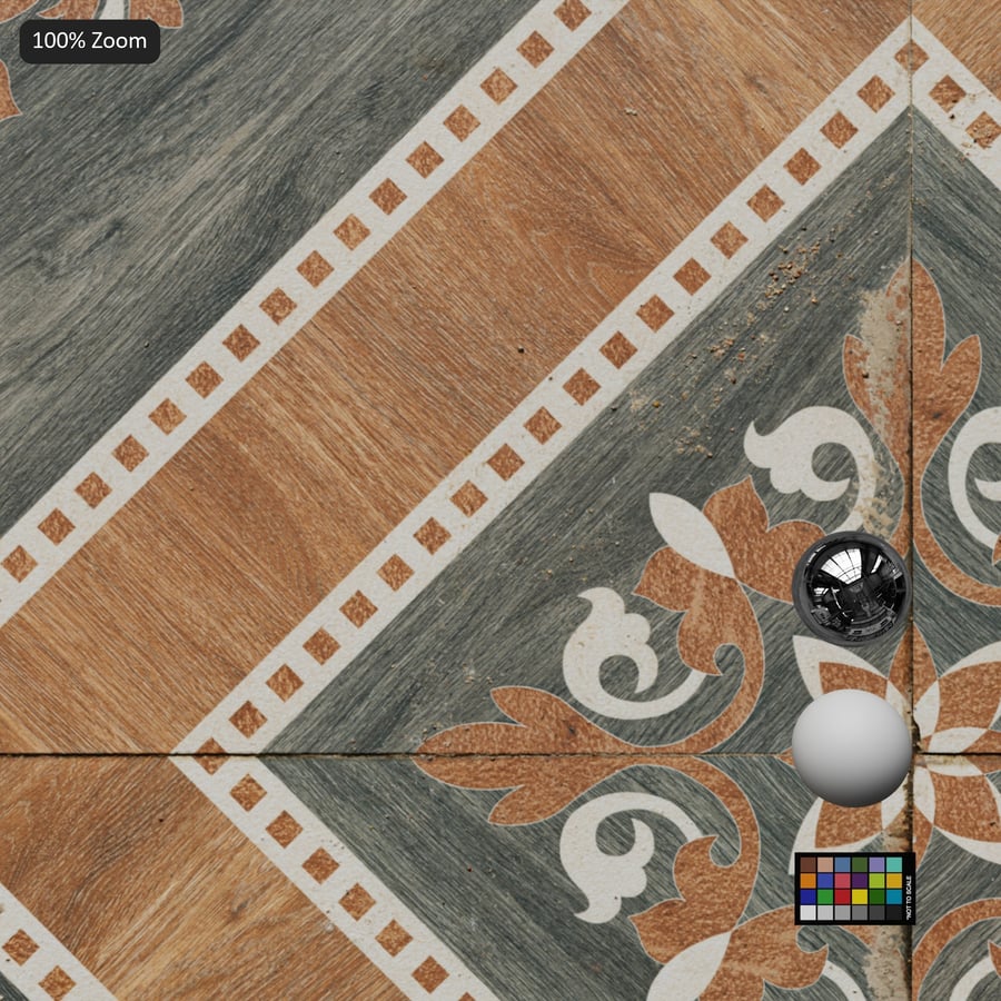Square Stone Matte Tile Texture, Orange Ornate