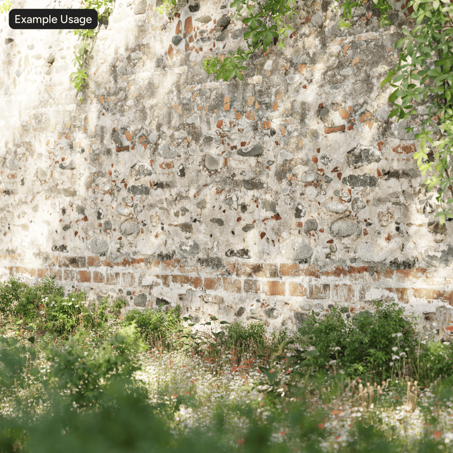 Weathered Layered Brick and Rubble Wall Texture