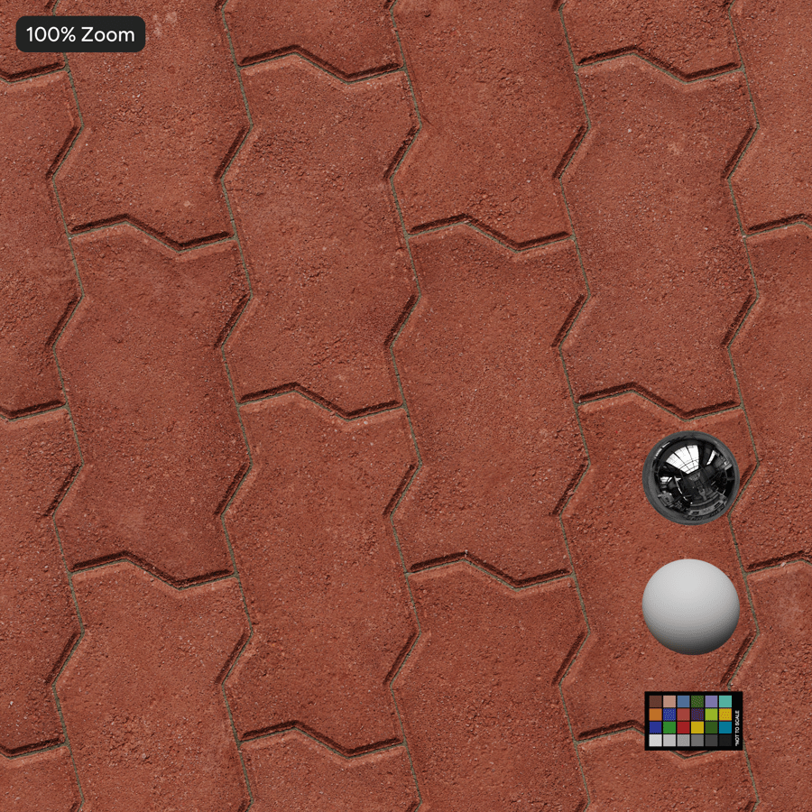 Zigzag Running Paver Texture, Red