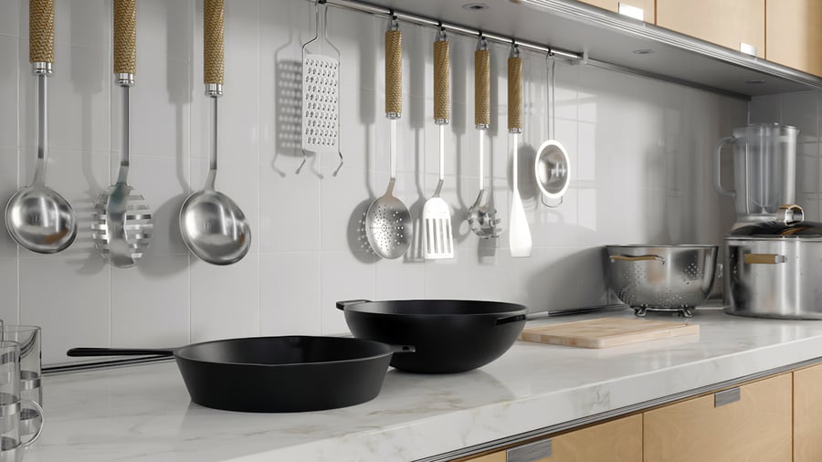 Conjunto de wok e frigideira em ferro fundido Models