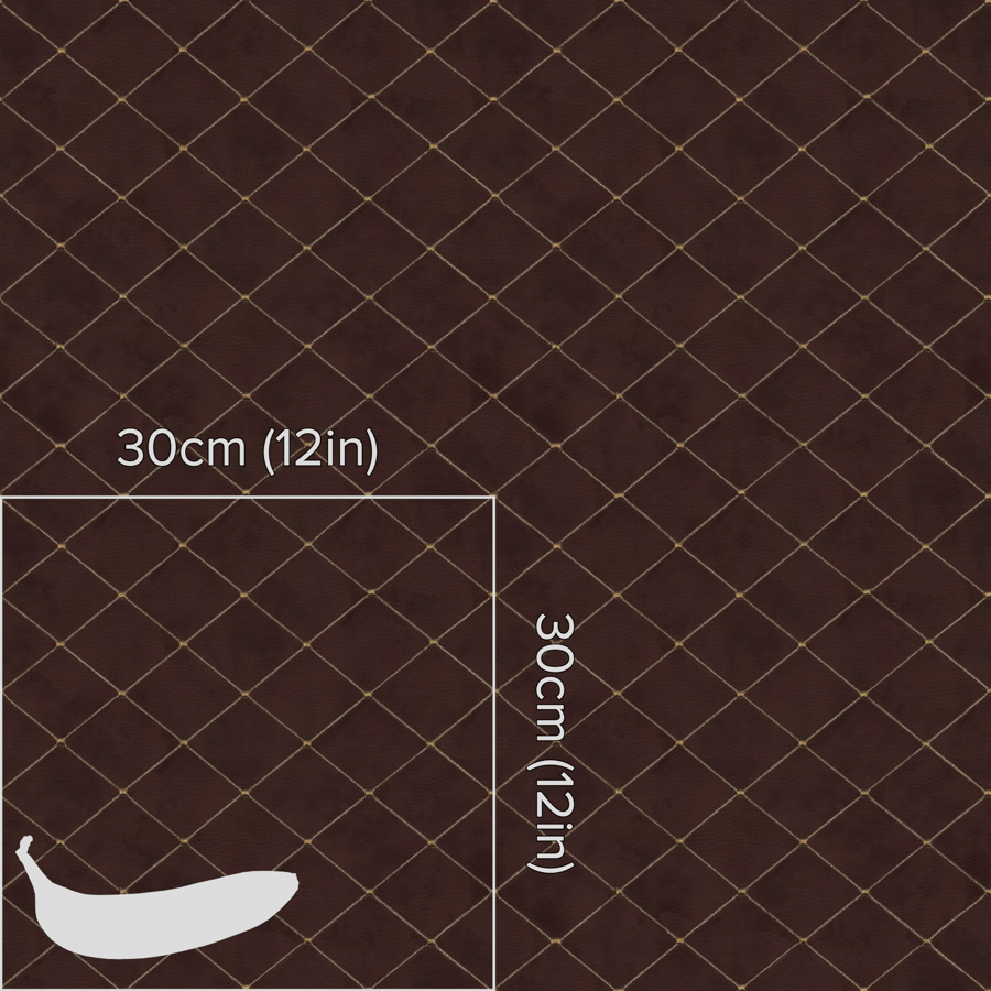 Diamond Stitch Faux Leather Fabric Texture, Brown