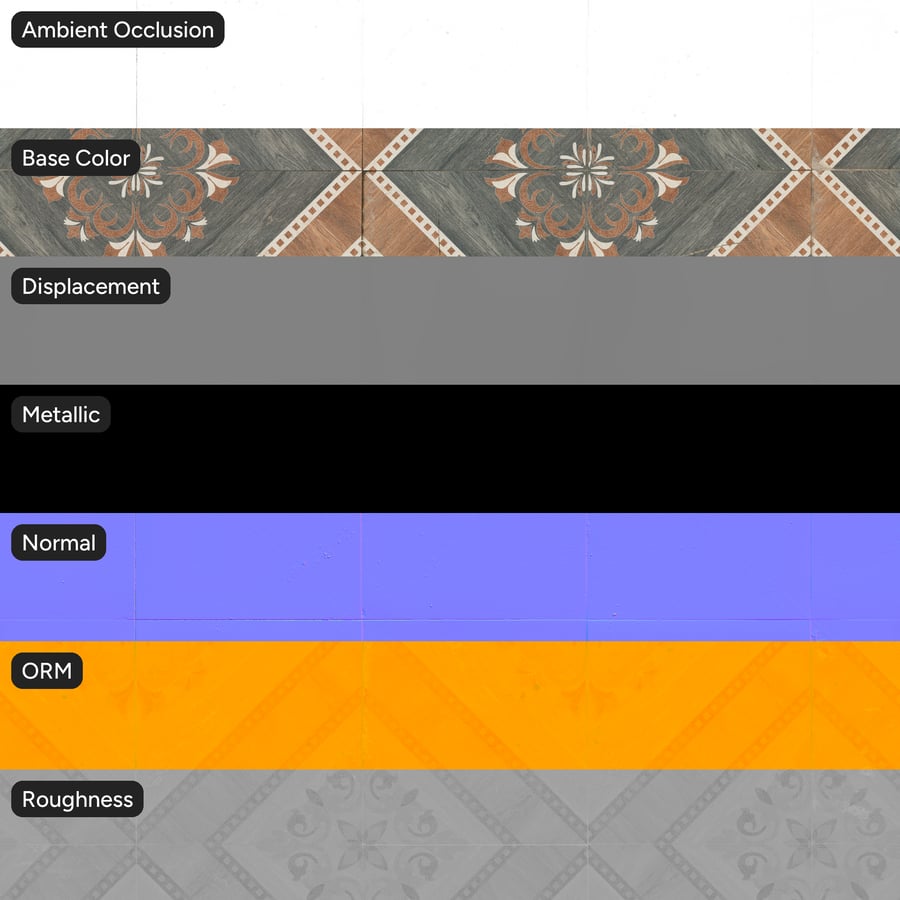 Square Stone Matte Tile Texture, Orange Ornate
