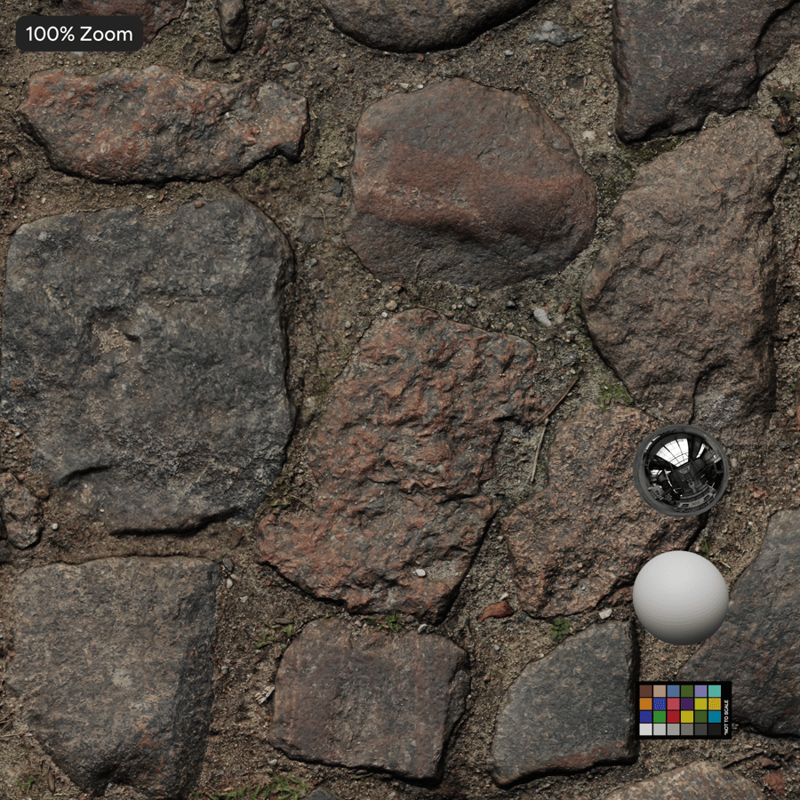 Worn Cobblestone with Weeds Texture