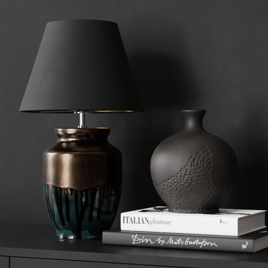 Lâmpada Eno Ceramic Skaro Golden Petrol Shade, Castanho