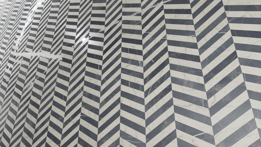 Textura brilhante em mármore Chevron, creme e cinza