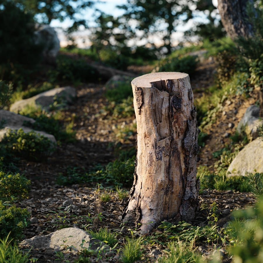 Medium Cut Bare Splintered Stump Model