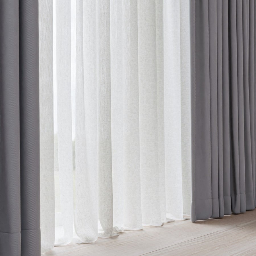Tecido natural transparente para cortinas, branco