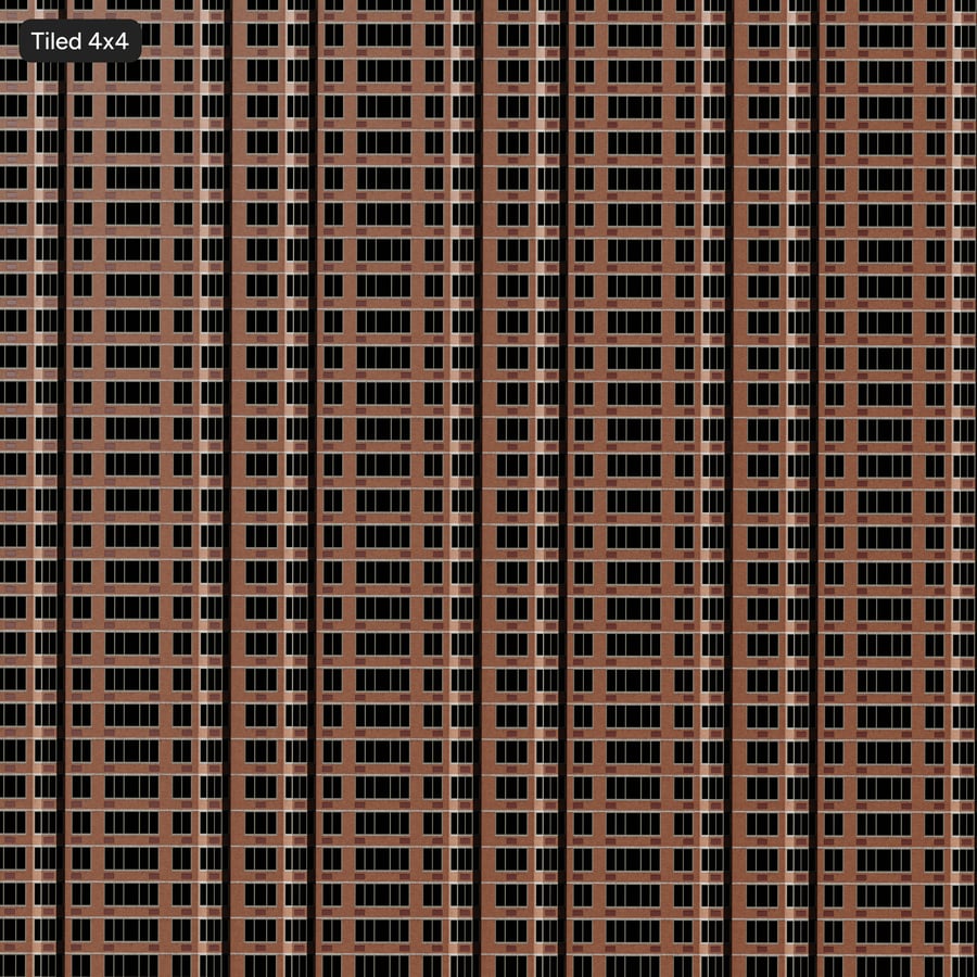 Textura de fachada de tijolos modernistas em amarração corrida, marrom avermelhado
