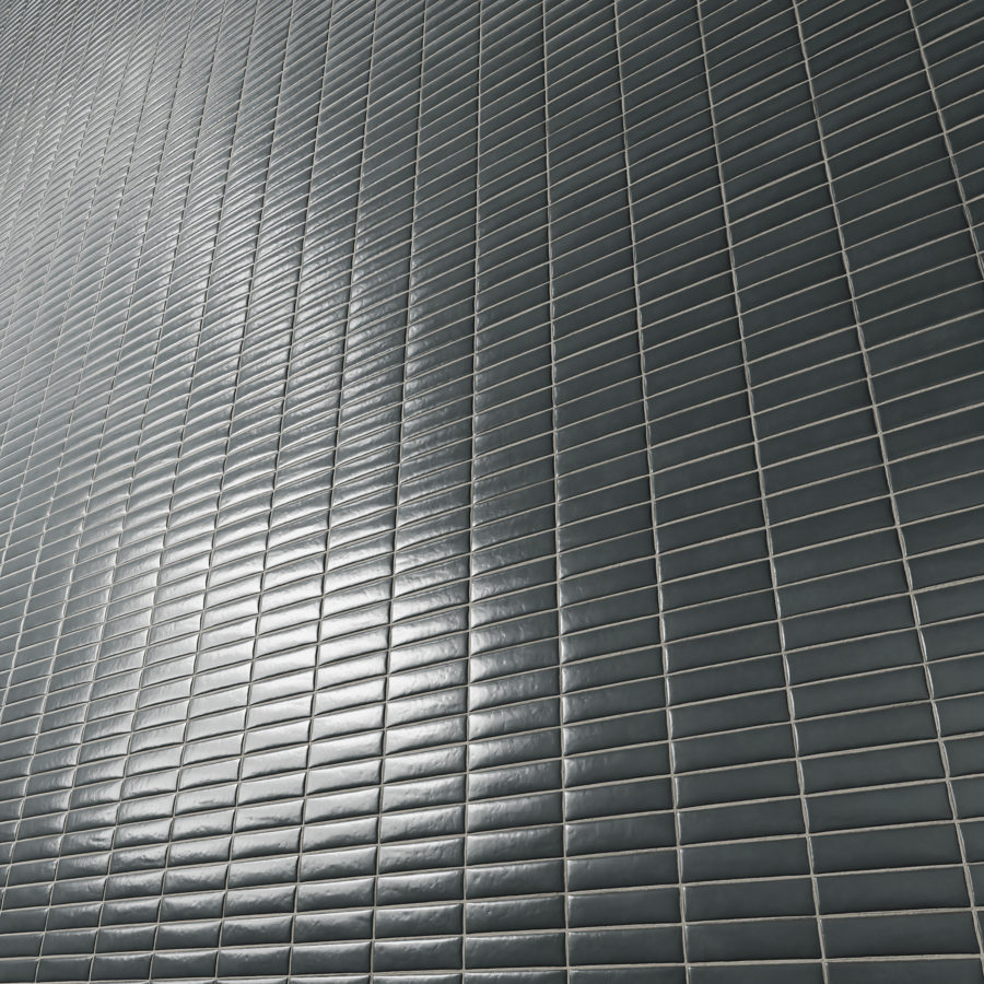 Rectangular Ceramic Glossy Tile Texture, Charcoal Gray