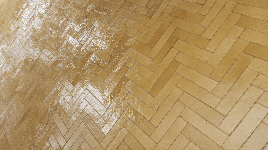 Herringbone Zellige Glossy Tile Texture, Yellow