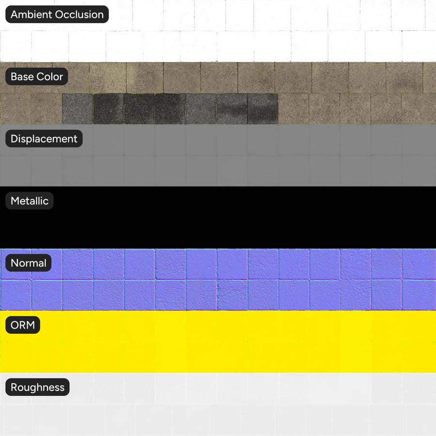 Weathered Rectangular Stone Paver Texture, Beige