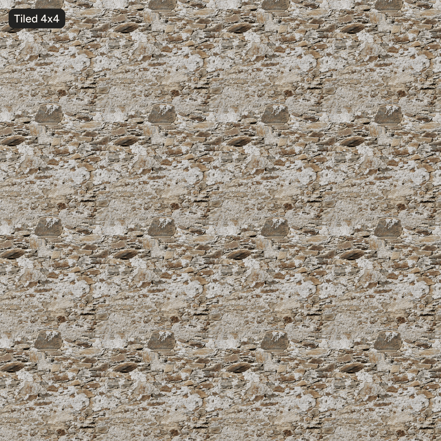 Weathered Uncoursed Rubble Stone Wall Texture, Warm Brown