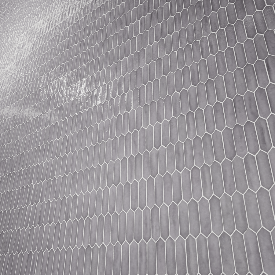 Textura de azulejo cerâmico brilhante Picket, cinza