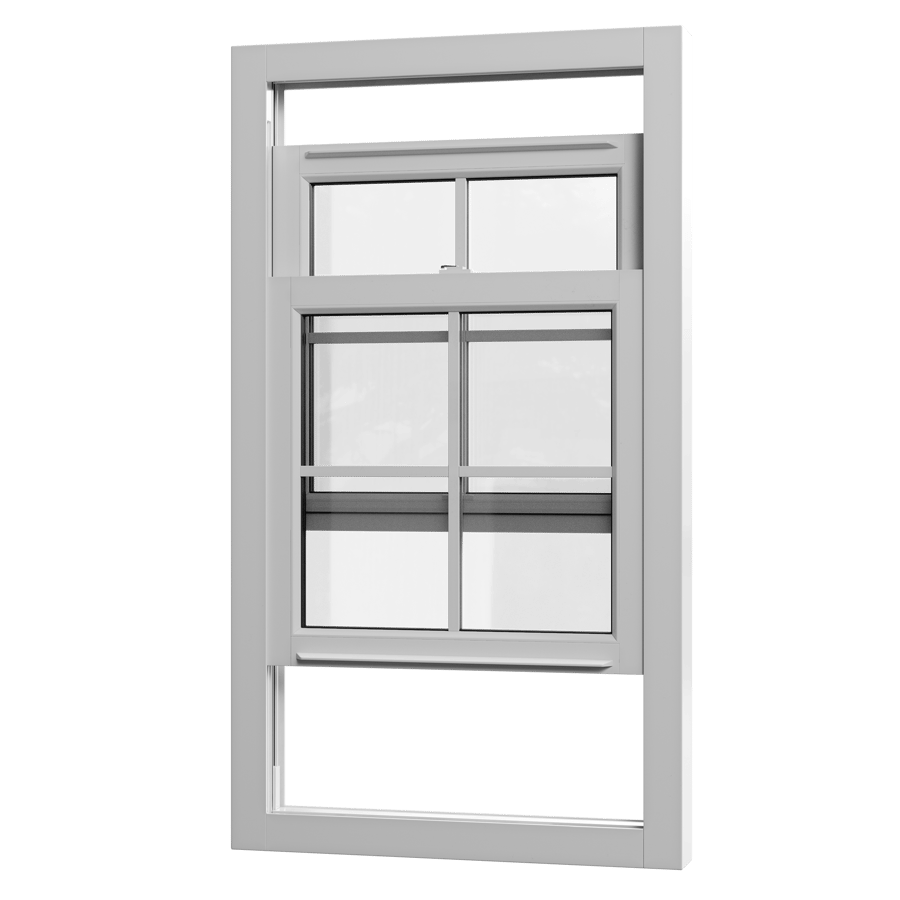 Modelo de janela com grade dupla suspensa, branco