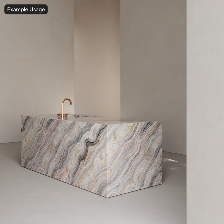 Polished Wave Marble Stone Texture, Cream and Gold