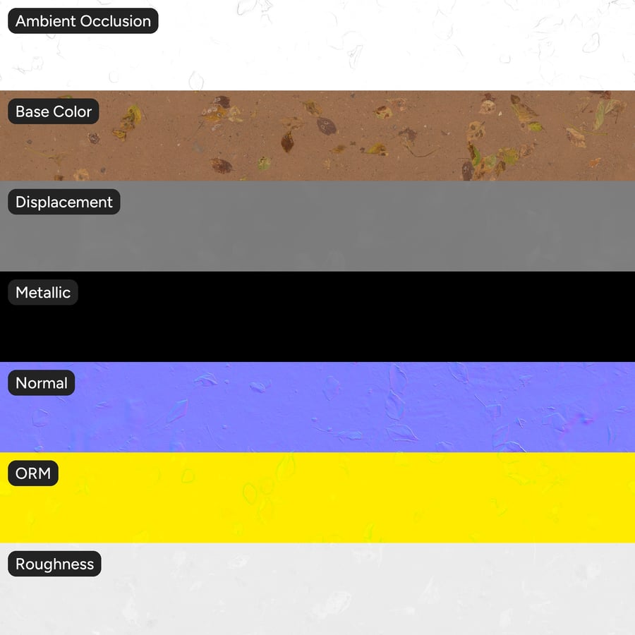 Folhas em textura de terra compactada