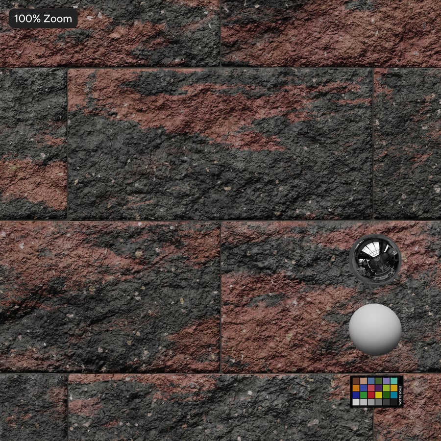 Split Face Running Concrete Block Wall Texture, Black