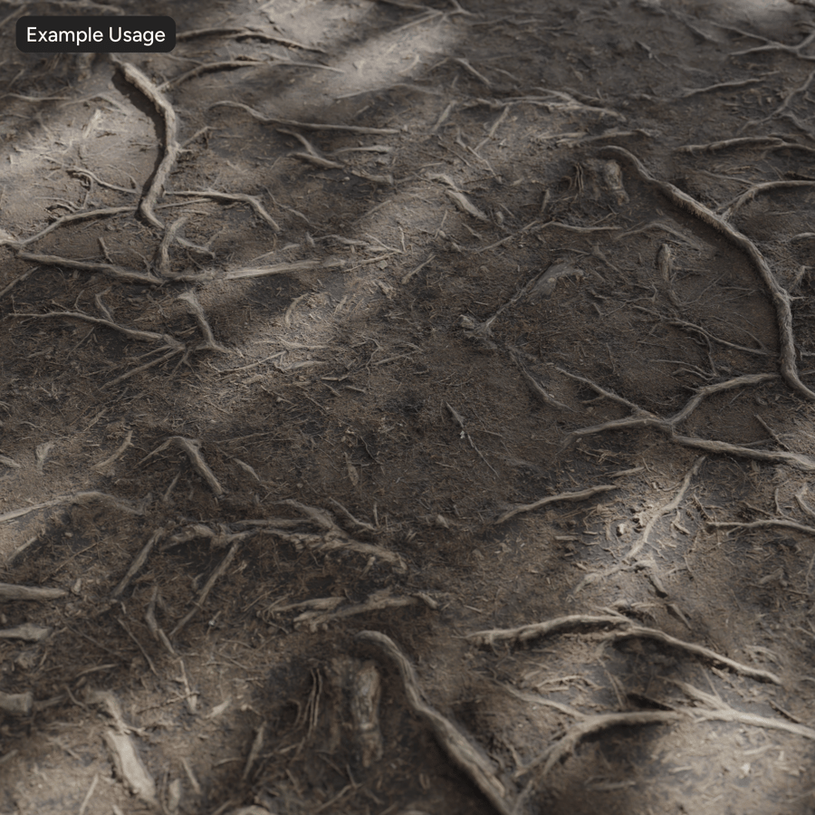 森の地面の木の根のテクスチャー