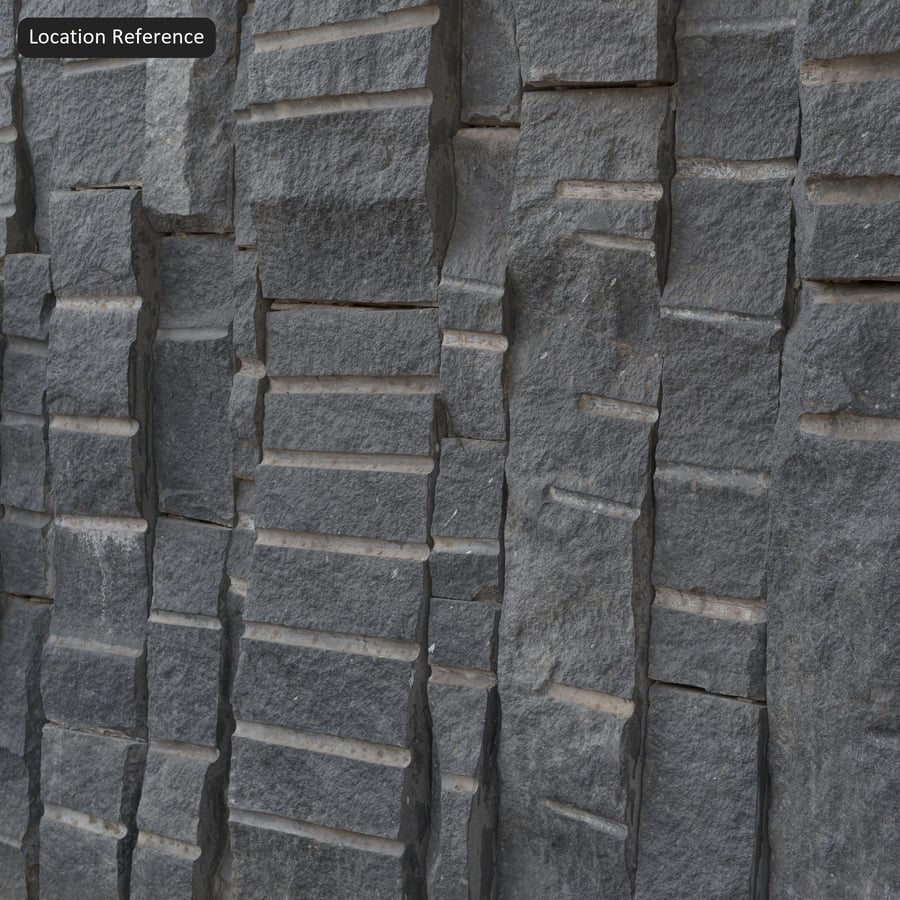 凹槽石块墙面纹理，灰色